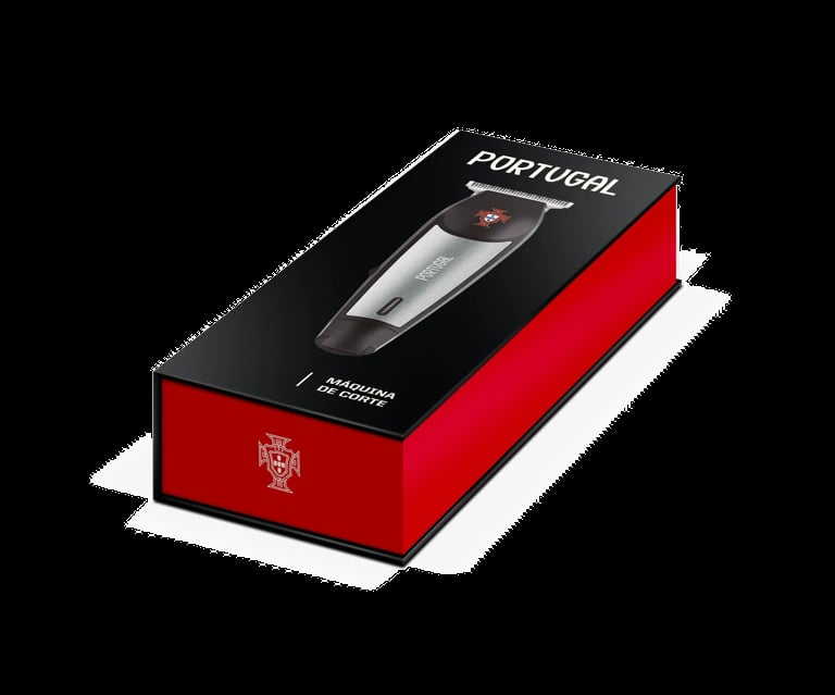 Red and black luxury product box with Portuguese shield emblem